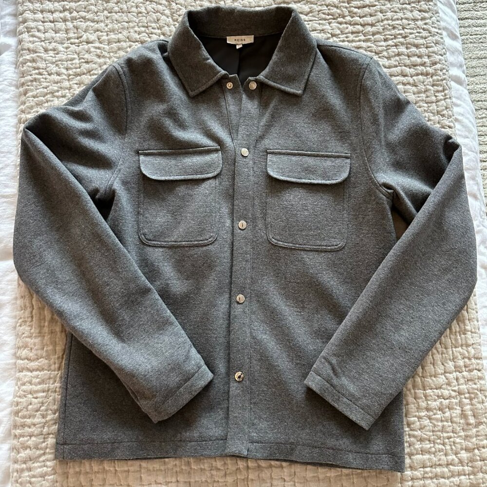 REISS Alfie Regular Fit Shirt Jacket In Grey, Sz. M